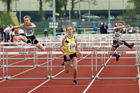 Girls under-15s 75 metres hurdles, 2019 North Eastern Track and Field Champs., Middlesbrough. Photo:  David T. Hewitson/Sports for All Pics
